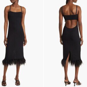Frame Crochet Feather Dress in Noir - Medium